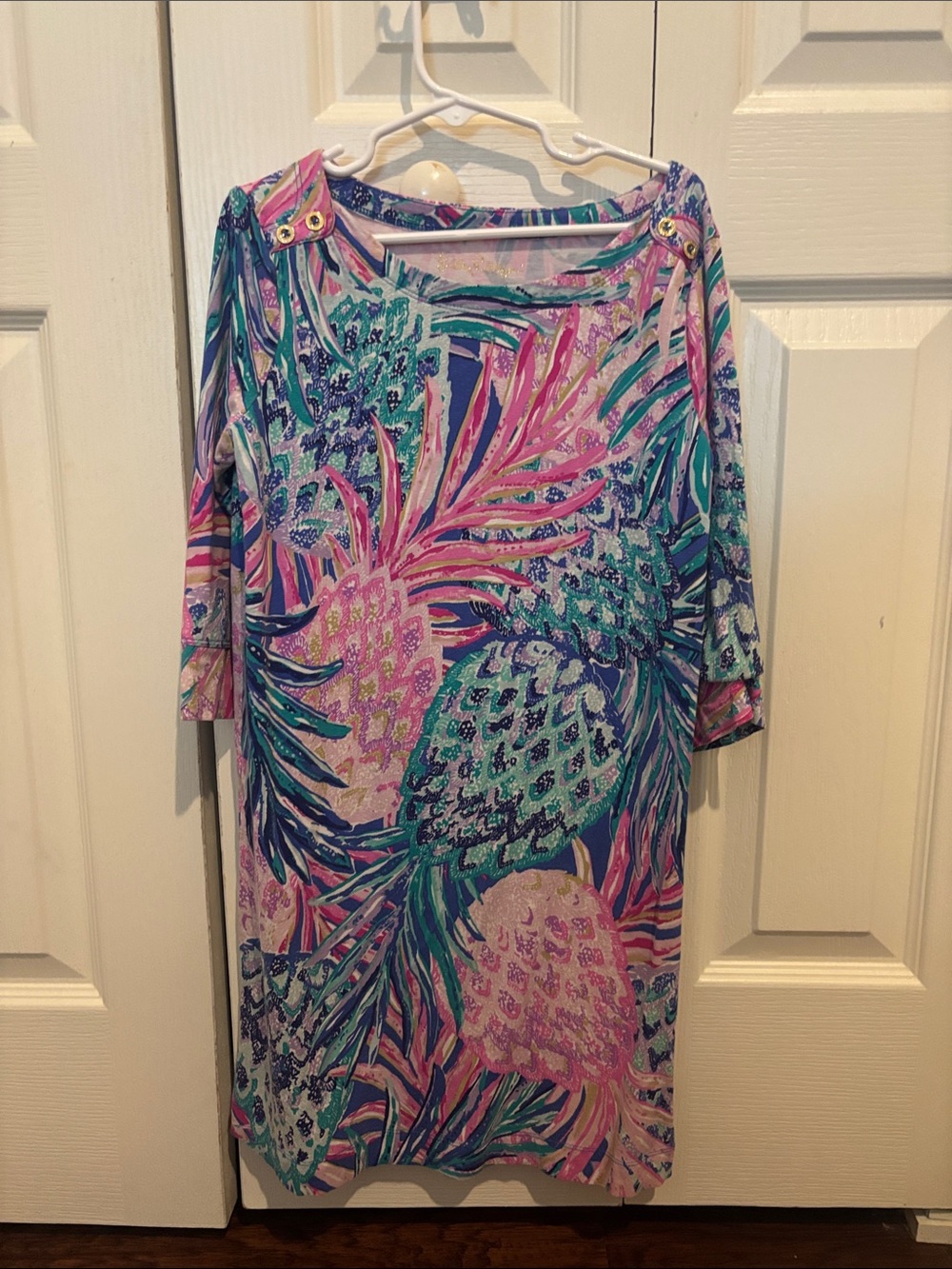 Lilly Pulitzer Multicolor Pineapple Print Shift Dress - Pink, Teal, Blue